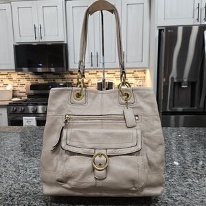 Coach Penelope Pebbled Leather Shoulder Bag Champagne Beige
